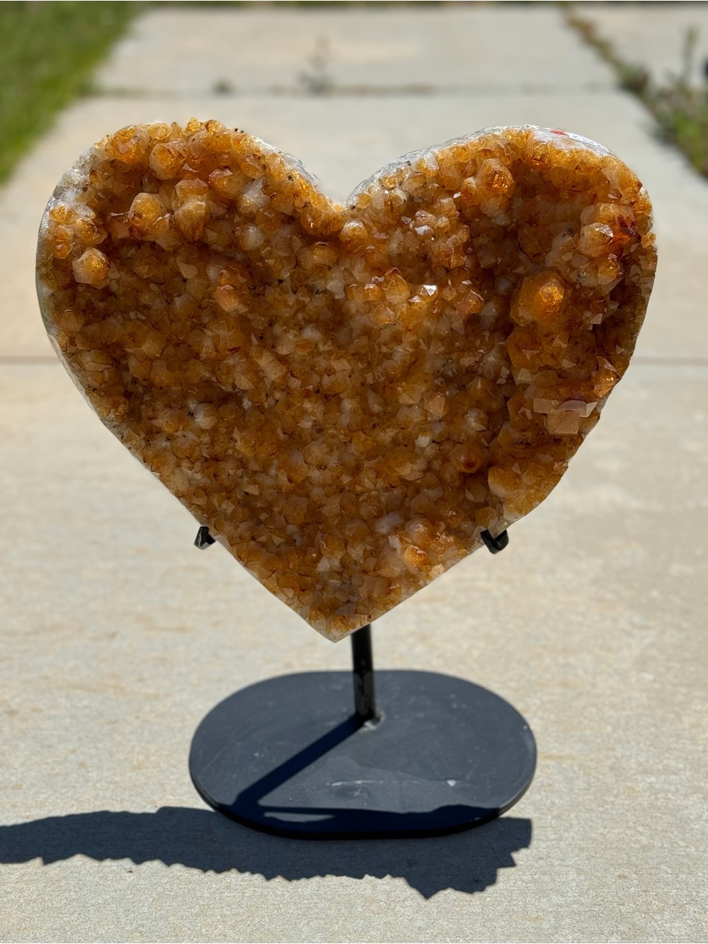 Large Golden Citrine Druzy Heart on Stand — 18” x 16” - Picture 7 of 11